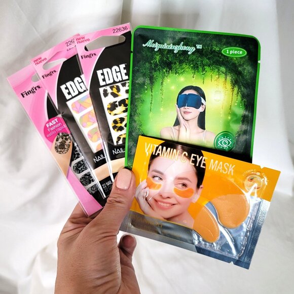 Other - 5 Pack BUNDLE, 2 Eye Masks, 66 Count Mixed Nail Strips, NEW in Package